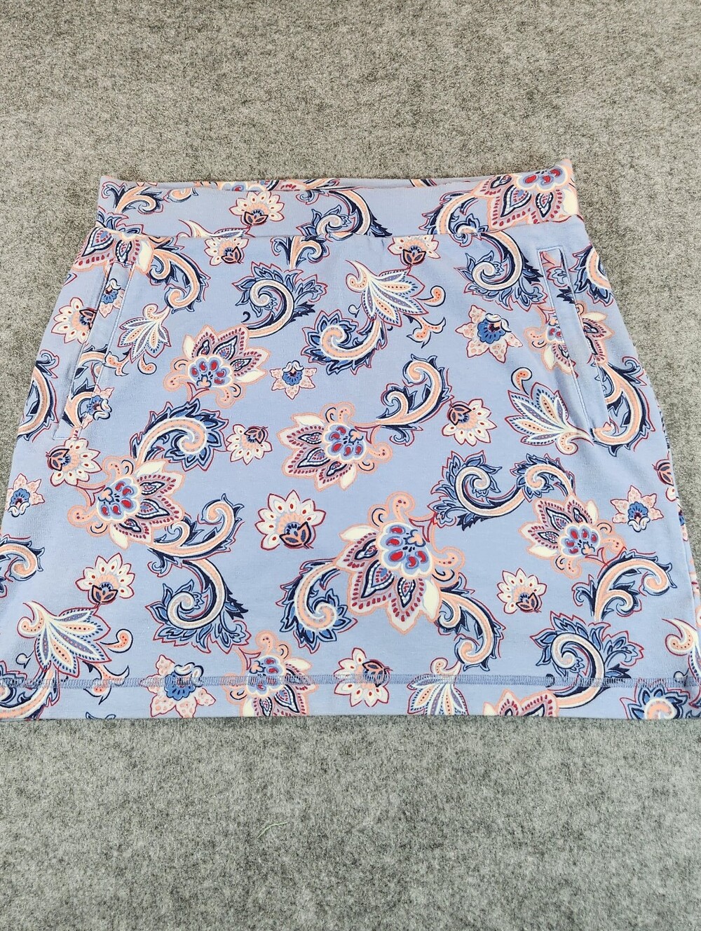 Talbots Light Blue Paisley Mini Skort with Pink & Navy Accents Size Small